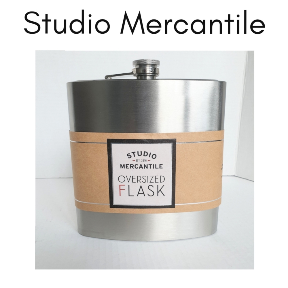 Studio Mercantile 40oz Oversized Stainless Steel Flask w/ Attached Screw-On Lid